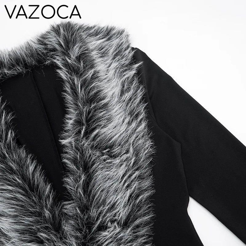 Luxe Fur Deep V-Collar Romper