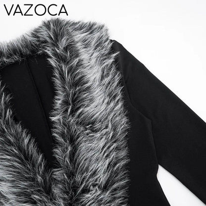Luxe Fur Deep V-Collar Romper