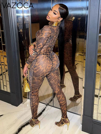 Amy Leopard Turtleneck Pants Set