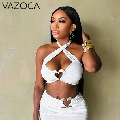 Heart Cut Out Skirt Set