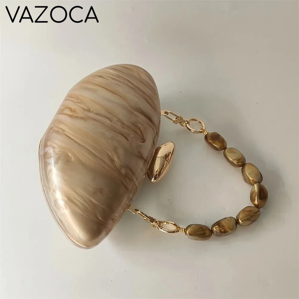 Shell Pearl Marble Clutch Purse