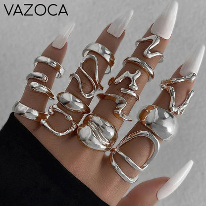 15Pcs Retro Boho Rings Set 02