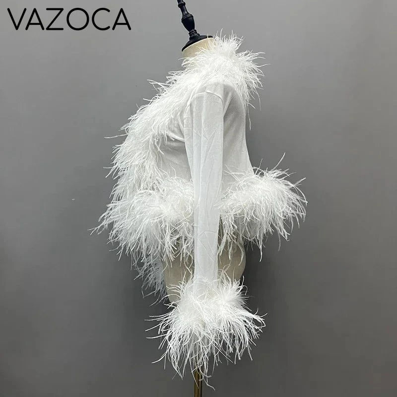 Lya Mesh Feather Blouse