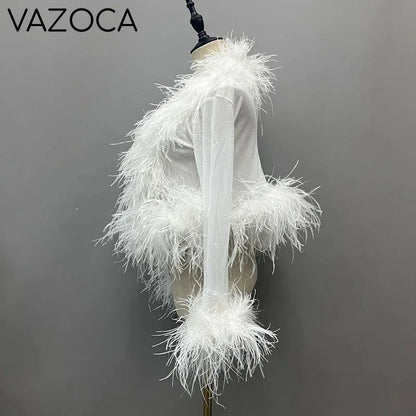 Lya Mesh Feather Blouse