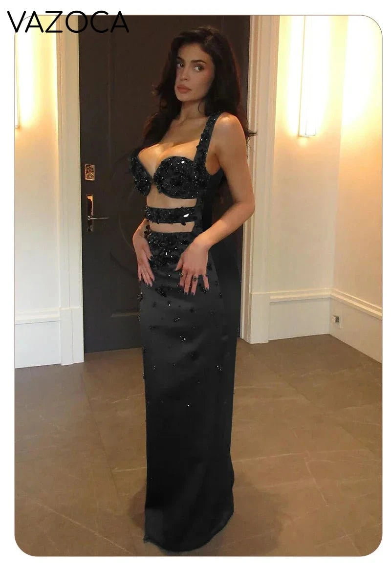 Luxury Sequins Cutout Maxi Dress