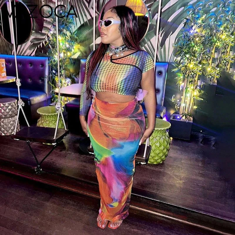 Aesthetics Colorful High Waisted Skirt