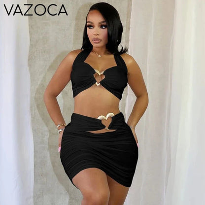 Heart Cut Out Skirt Set