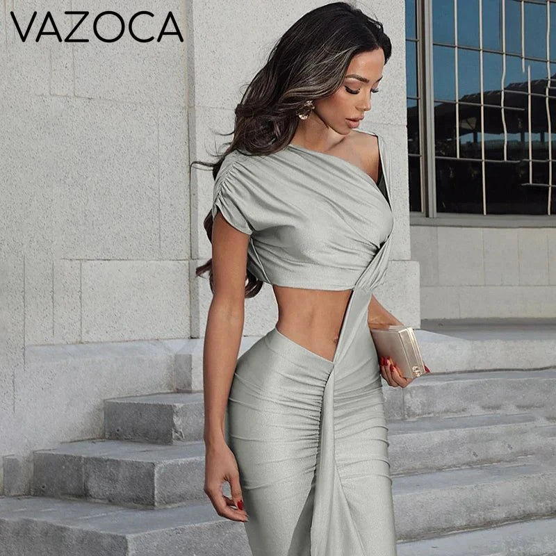 Elegant Draped Cut-Out Dress