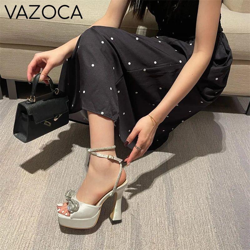 Crystal Bowknot Platform Heels