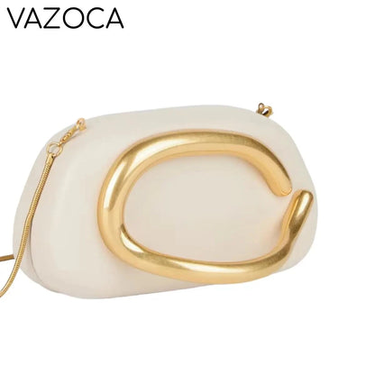 Leather Clutch Purse WHITE