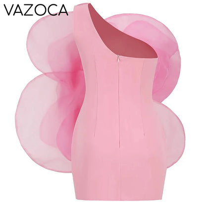 One Shoulder Flower Mini Dress