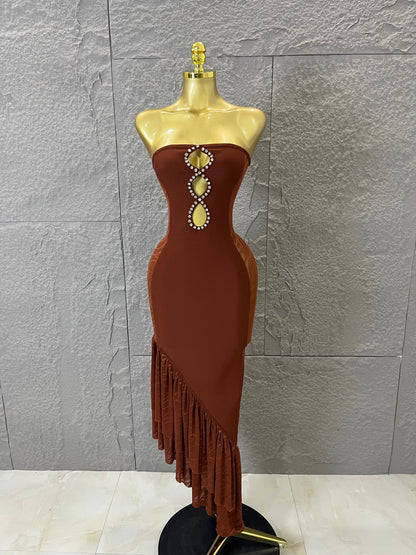 Brownie Asymmetrical Bandage Dress