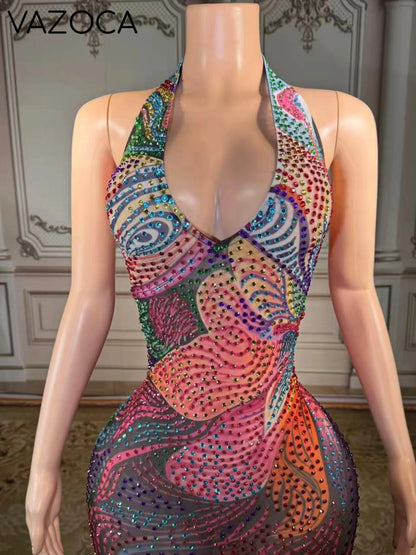 Luxe Rhinestone Mesh Maxi Dress