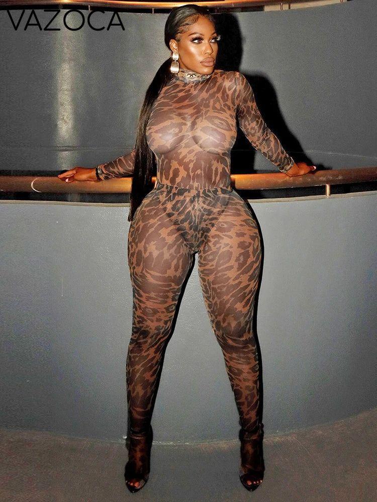 Amy Leopard Turtleneck Pants Set