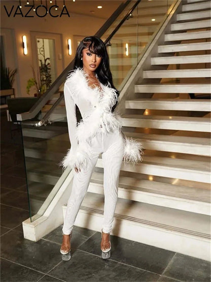 Charisma Fluff Pants Set WHITE
