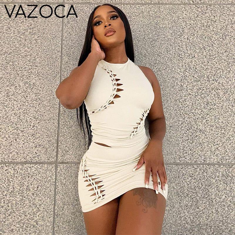 Cut Out Sexy Matching Set White