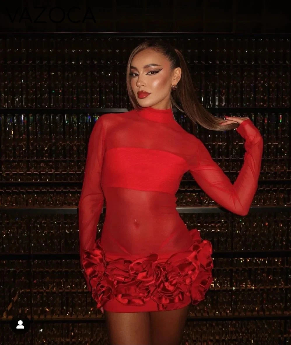 Scarlet Mesh Bandage Dress