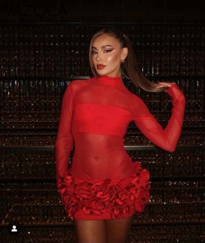 Scarlet Mesh Bandage Dress