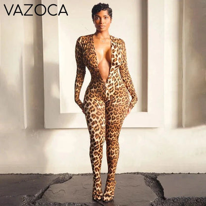 Leopard Plunge Catsuit