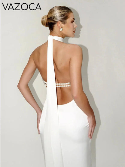 Pearl Backless Maxi Dress