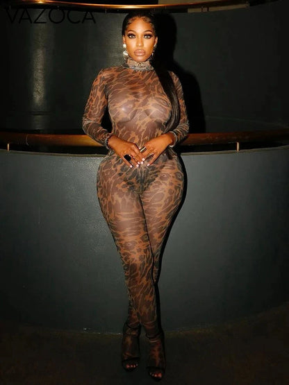 Amy Leopard Turtleneck Pants Set