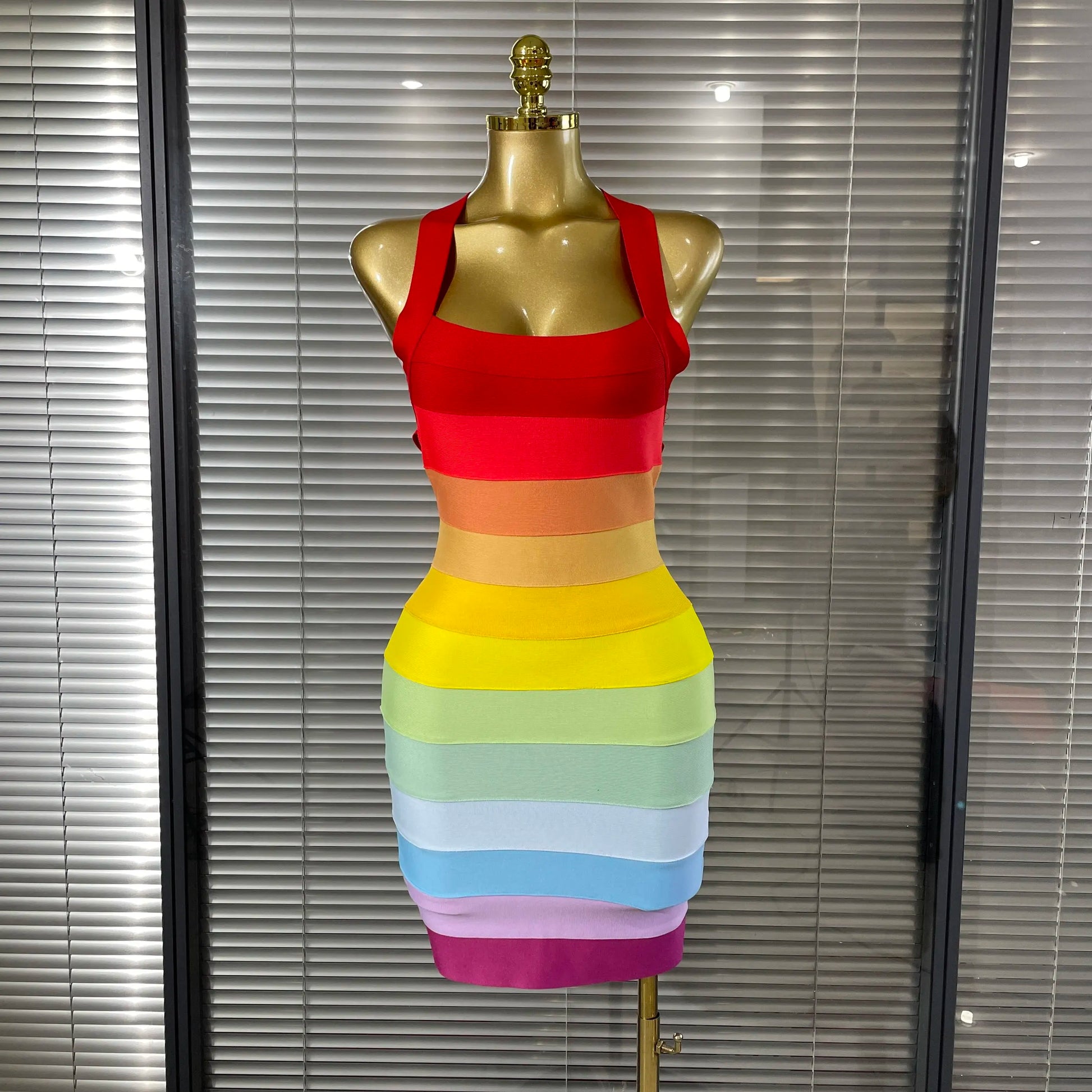 Rainbow Bandage Mini Dress