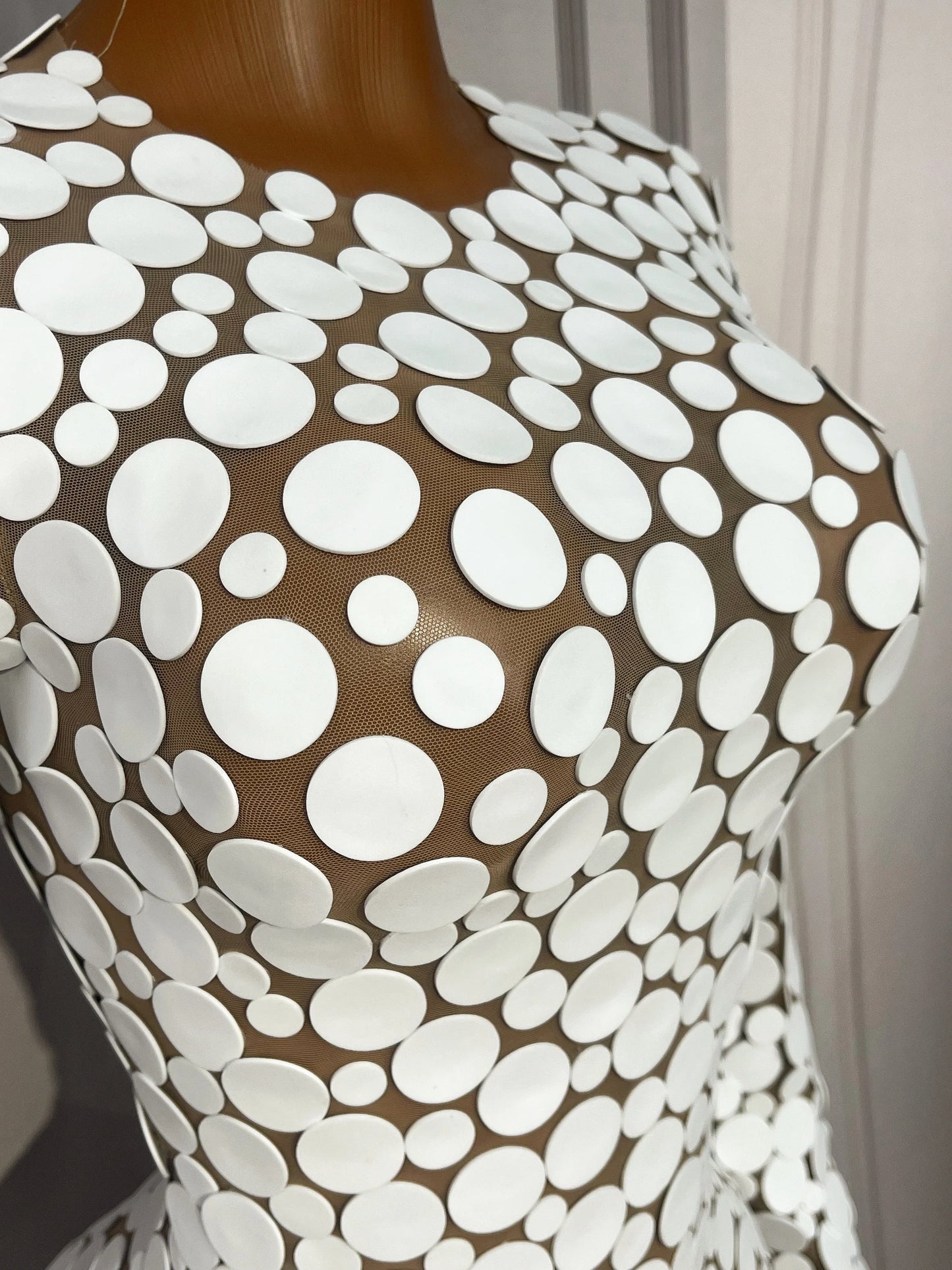 White Points Mesh Maxi Dress