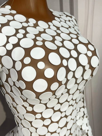 White Points Mesh Maxi Dress