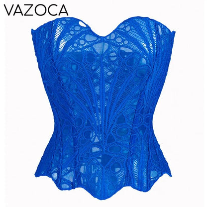 Corset Mesh Bustier Top Blue
