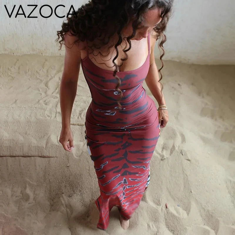Tiger Dusk Backless Maxi Dress
