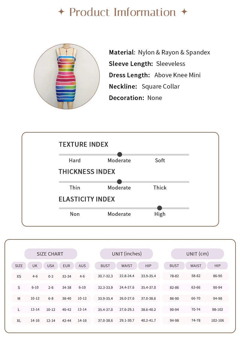 Rainbow Stripe Bandage Mini Dress