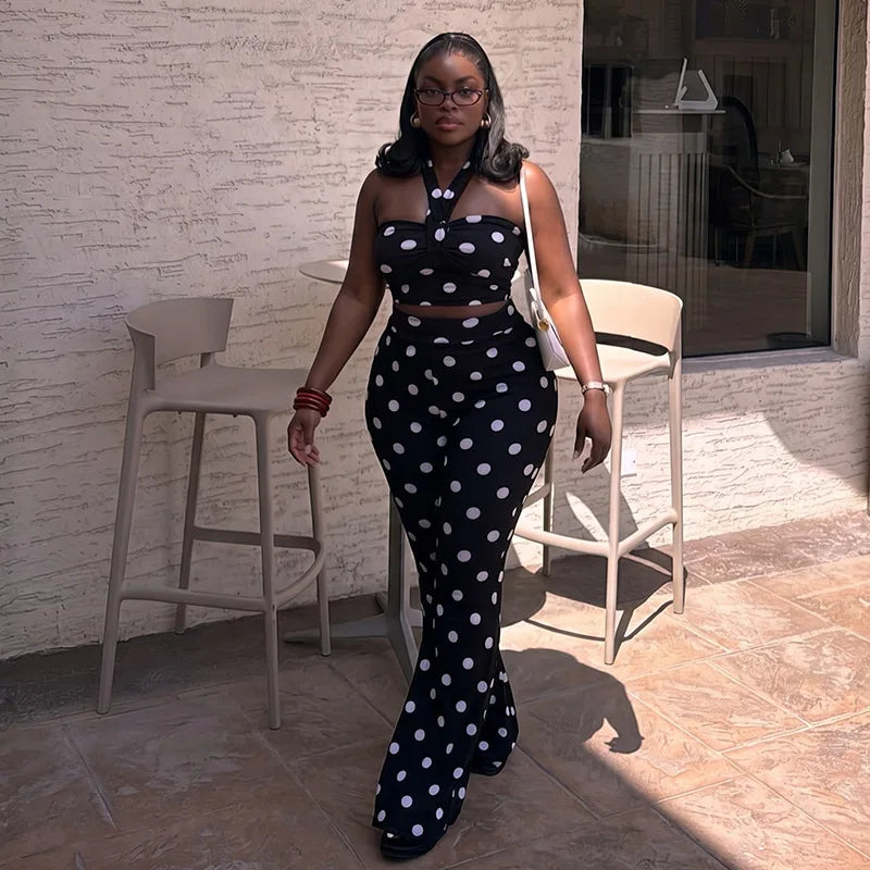 Polka Dot Flare Pant Set