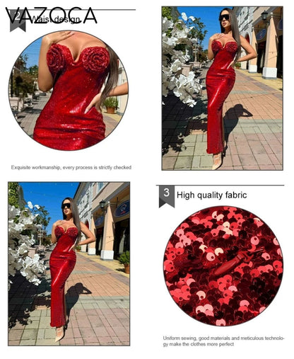 Luxury Sequins Bodycon Maxi Dress