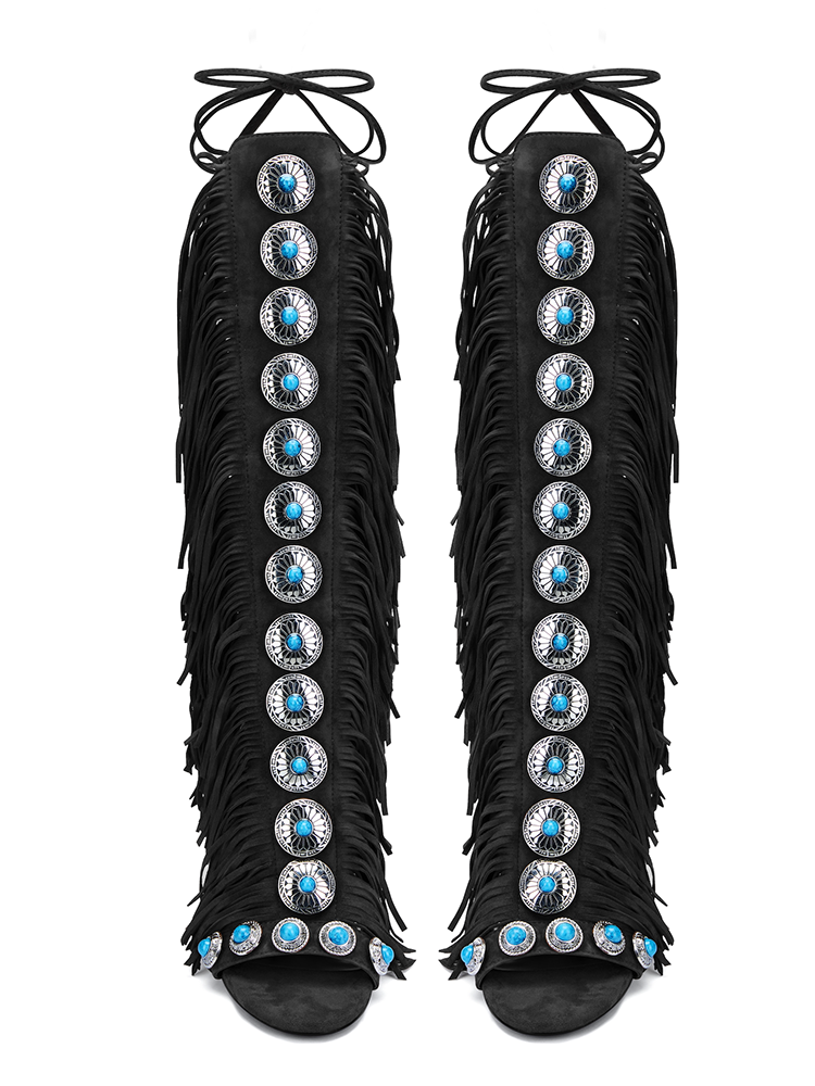 Bohemian Gemstone Fringe Sandals