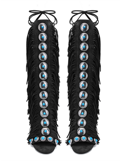Bohemian Gemstone Fringe Sandals