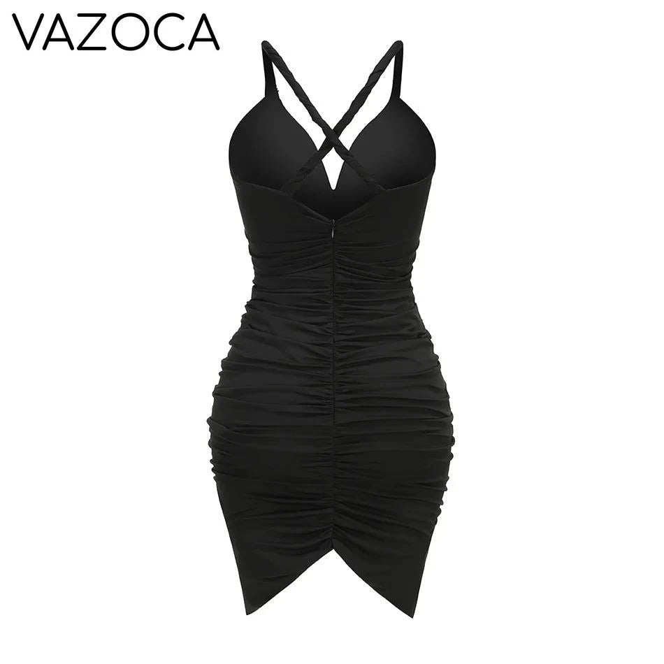 Metallic Discs Pleated Bodycon Dress