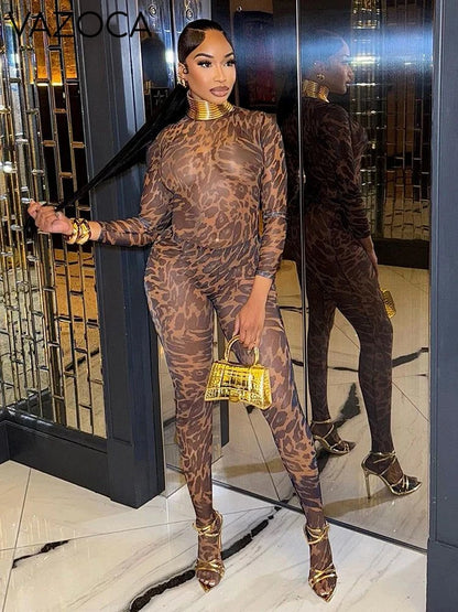 Amy Leopard Turtleneck Pants Set