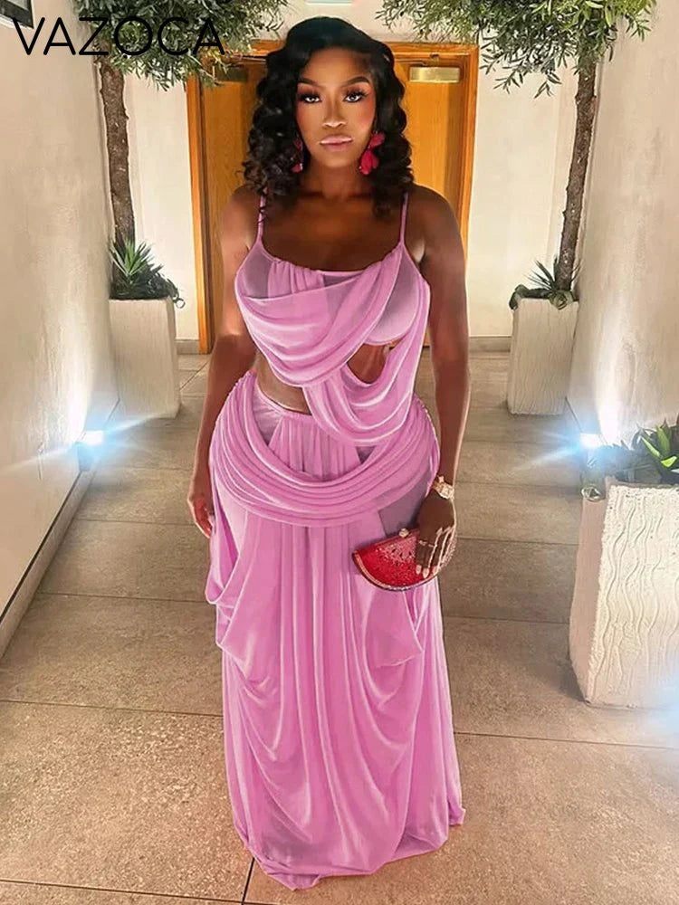 Onya Mesh Ruched Skirt Set