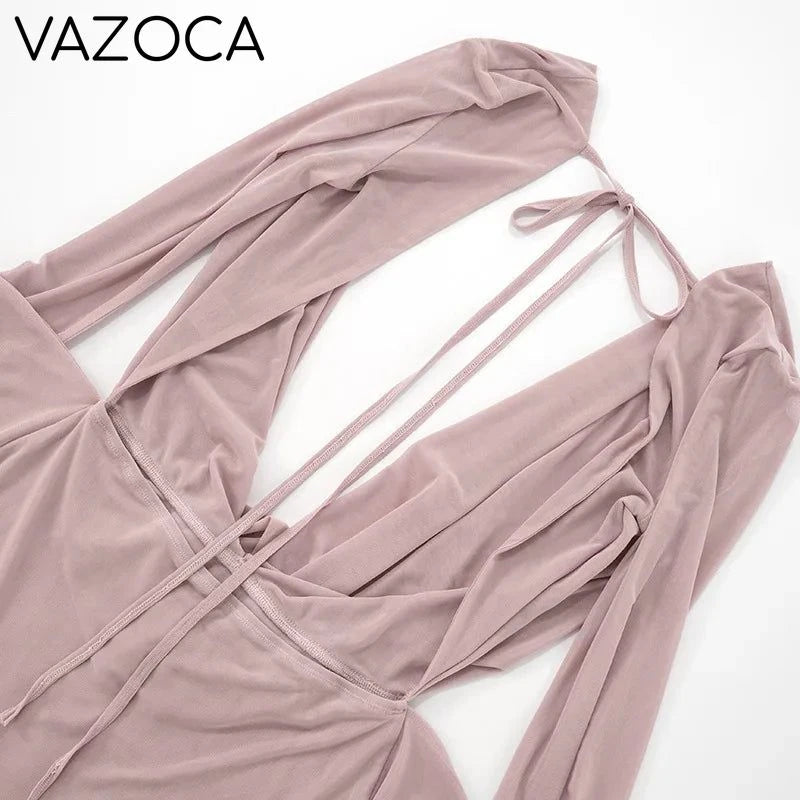 Nevaee Sheer Mesh Mini Dress