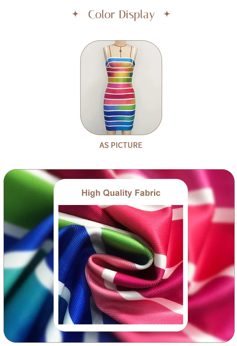 Rainbow Stripe Bandage Mini Dress