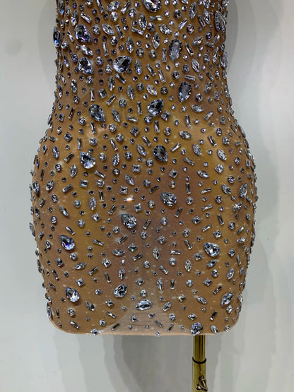 Zoey Rhinestone Mesh Mini Dress
