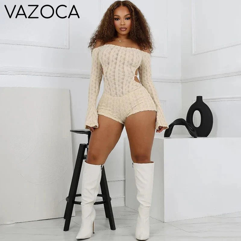 Backless Knit-Style Romper
