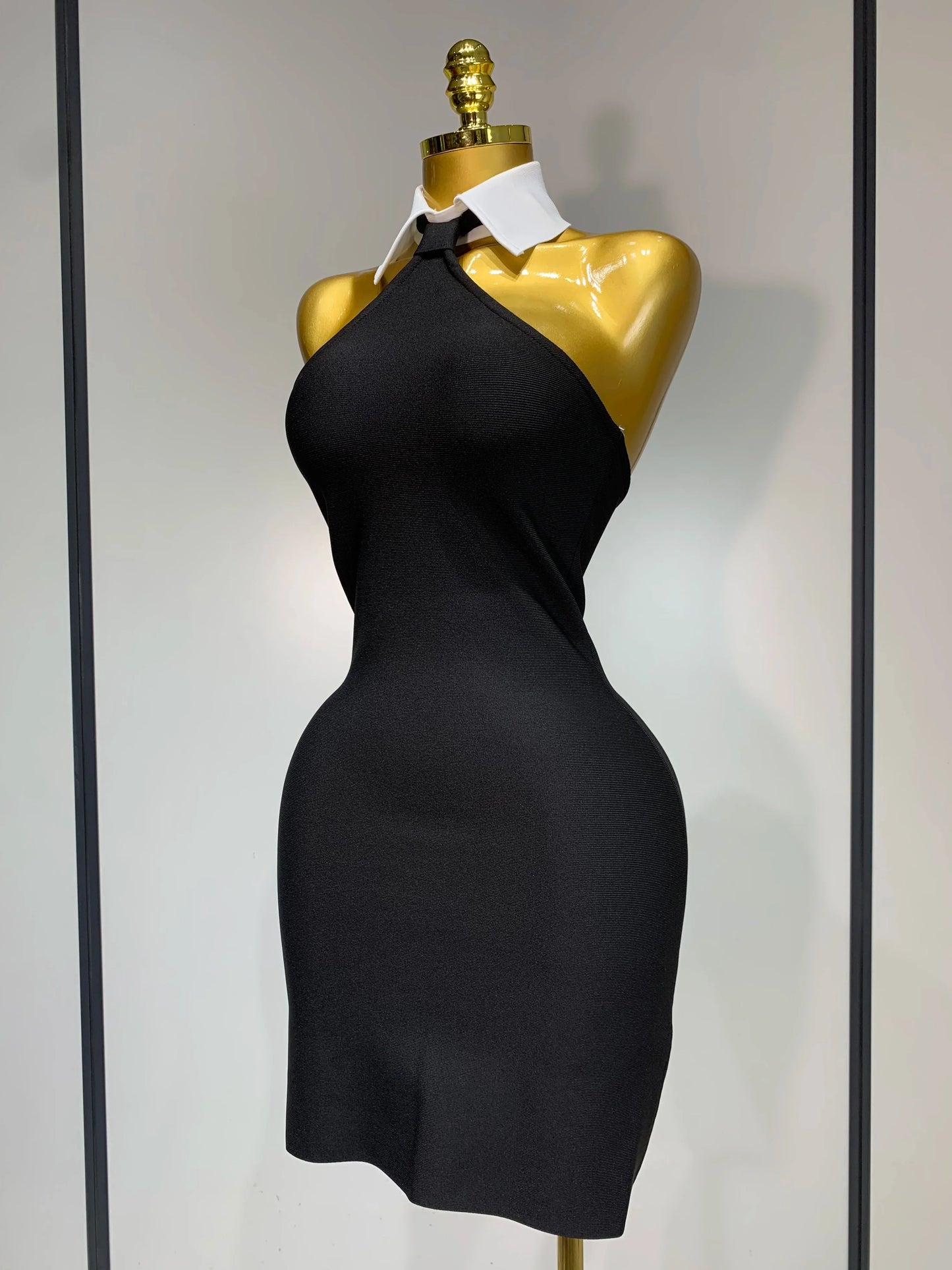 White Collar  Bodycon Bandage Mini Dress