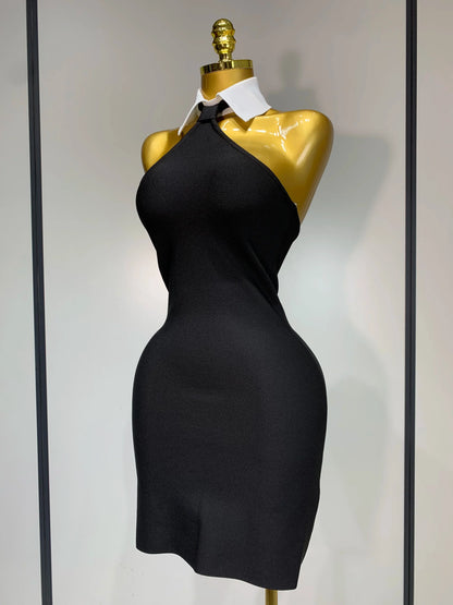White Collar  Bodycon Bandage Mini Dress