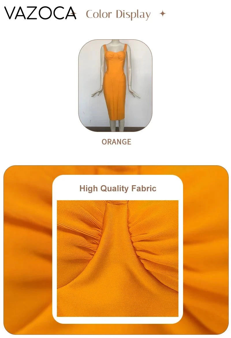Vibrant Orange Bodycon Bandage Dress
