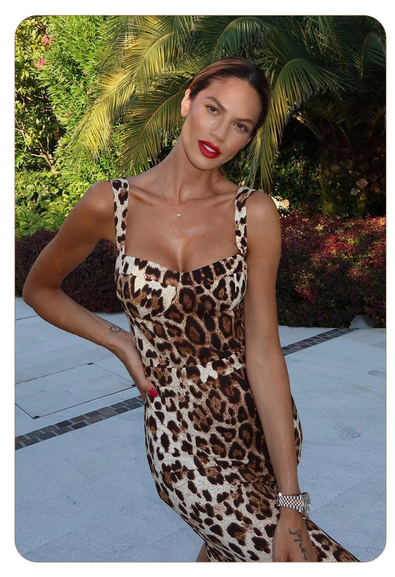 Vintage Leopard Midi Dress