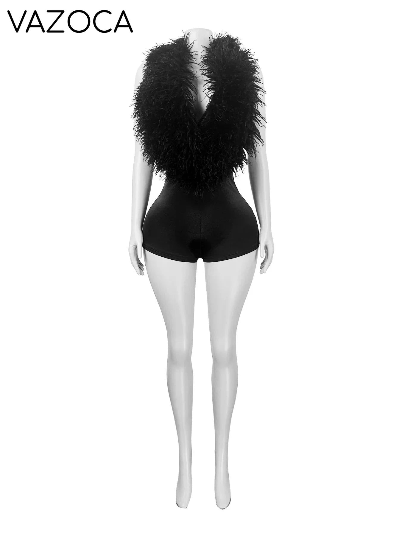 Fur Away Backless Romper