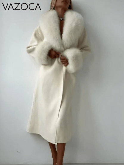 Fur Collar Elegant Trench Coat