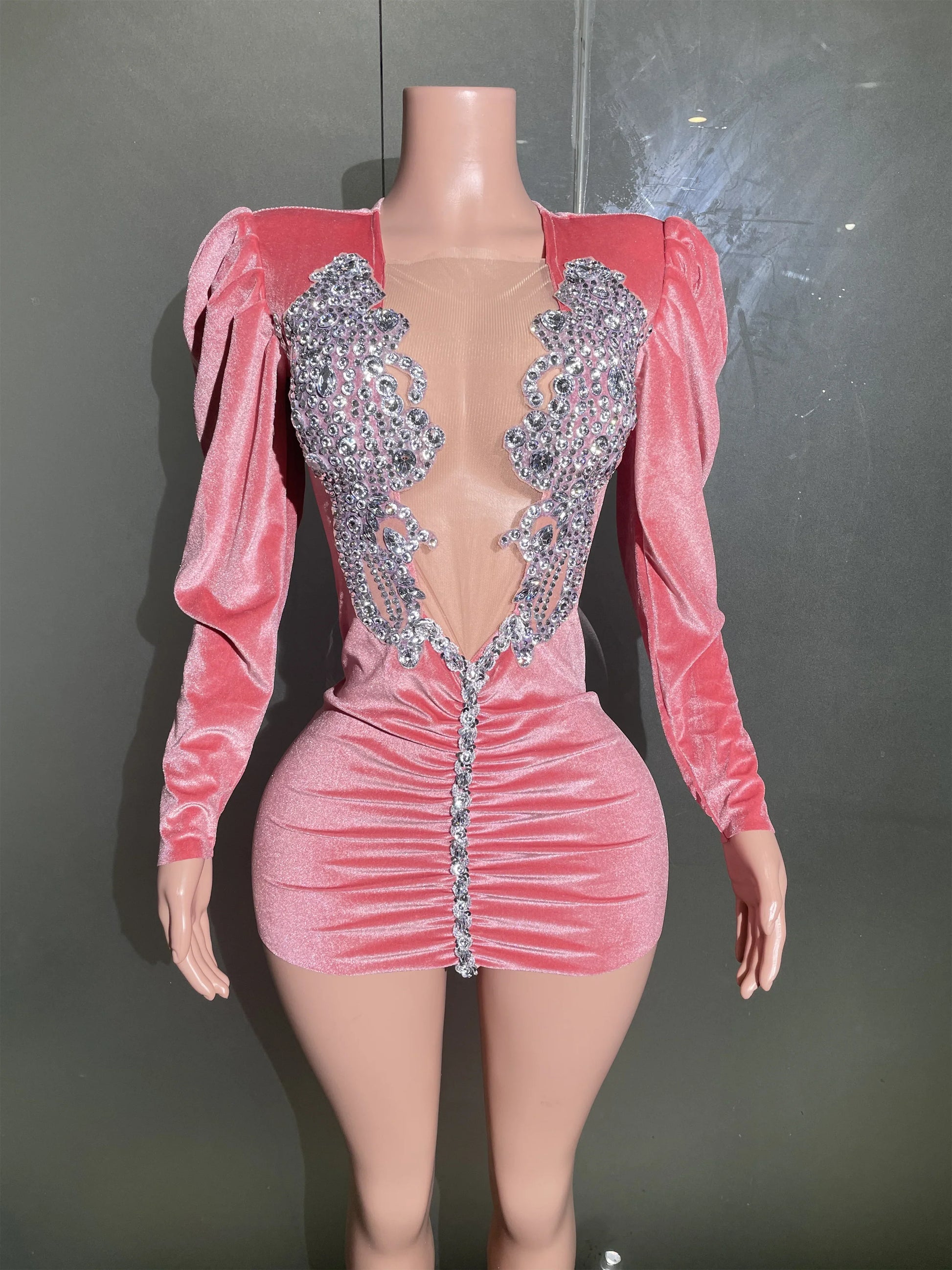 Pink Velvet Mini Dress