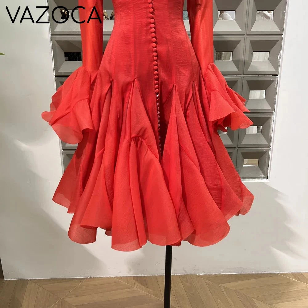 Lory Peated Flare Midi Dress